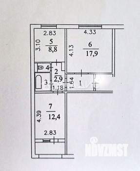 2-к квартира, вторичка, 50м2, 9/9 этаж