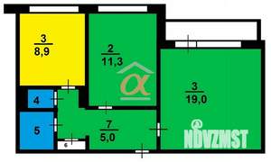 2-к квартира, вторичка, 52м2, 2/10 этаж