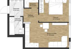 Студия квартира, вторичка, 48м2, 2/6 этаж