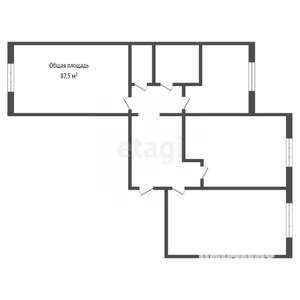 3-к квартира, вторичка, 87м2, 1/6 этаж
