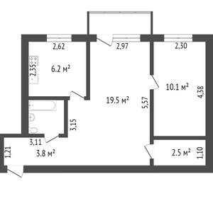 2-к квартира, вторичка, 45м2, 5/5 этаж