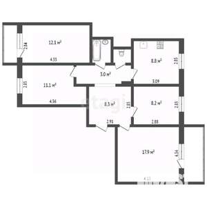 4-к квартира, вторичка, 73м2, 9/10 этаж