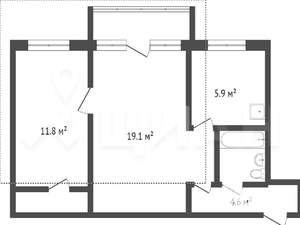 2-к квартира, вторичка, 46м2, 2/5 этаж