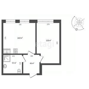 2-к квартира, вторичка, 38м2, 8/15 этаж