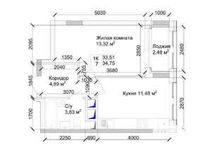 1-к квартира, строящийся дом, 35м2, 3/15 этаж