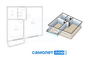 1-к квартира, вторичка, 42м2, 6/10 этаж