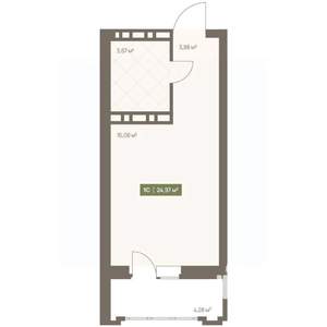 Студия квартира, вторичка, 25м2, 9/16 этаж