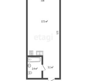 Студия квартира, вторичка, 23м2, 1/5 этаж