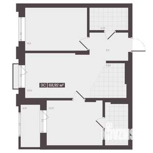 3-к квартира, строящийся дом, 69м2, 2/16 этаж
