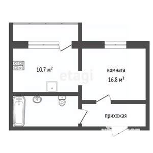 1-к квартира, вторичка, 41м2, 1/9 этаж