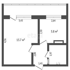 1-к квартира, вторичка, 27м2, 7/10 этаж