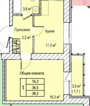 1-к квартира, вторичка, 37м2, 10/12 этаж
