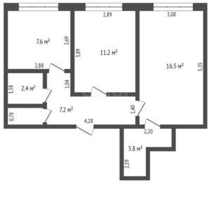2-к квартира, вторичка, 50м2, 4/5 этаж