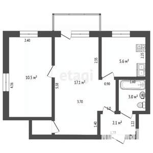 2-к квартира, вторичка, 40м2, 2/3 этаж