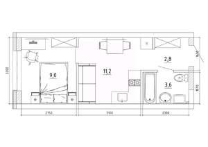 1-к квартира, вторичка, 28м2, 2/8 этаж