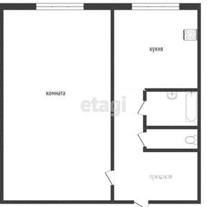 1-к квартира, вторичка, 31м2, 3/5 этаж