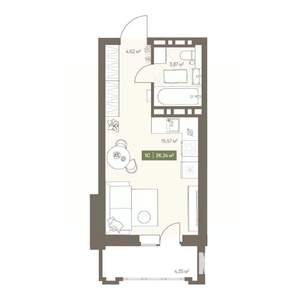 Студия квартира, вторичка, 26м2, 9/16 этаж
