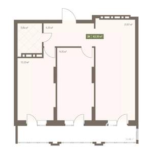 2-к квартира, вторичка, 62м2, 4/16 этаж
