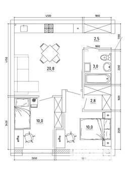 2-к квартира, вторичка, 53м2, 3/8 этаж