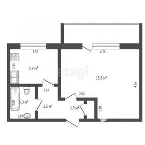 1-к квартира, вторичка, 29м2, 9/9 этаж