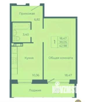 1-к квартира, вторичка, 43м2, 8/10 этаж