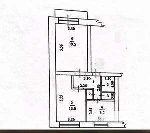 2-к квартира, вторичка, 55м2, 3/5 этаж