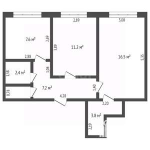 2-к квартира, вторичка, 50м2, 4/5 этаж
