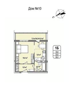 1-к квартира, строящийся дом, 37м2, 4/16 этаж