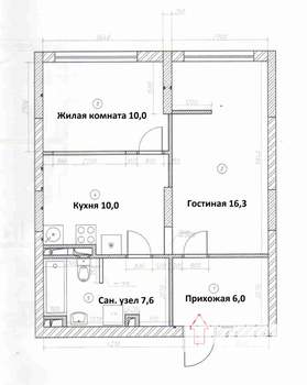 2-к квартира, вторичка, 50м2, 13/13 этаж