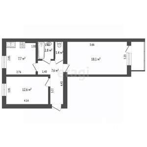 2-к квартира, вторичка, 50м2, 1/9 этаж