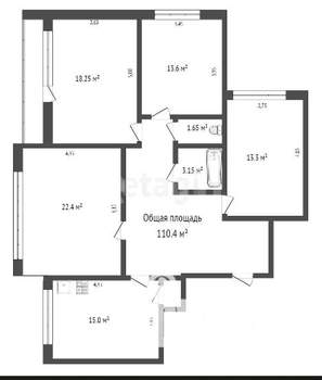 4-к квартира, вторичка, 109м2, 6/12 этаж