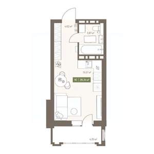 Студия квартира, вторичка, 26м2, 8/16 этаж