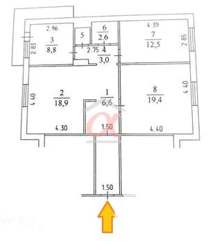 3-к квартира, вторичка, 75м2, 3/16 этаж