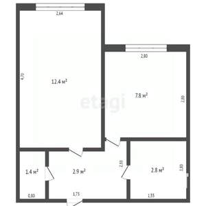 1-к квартира, вторичка, 29м2, 1/5 этаж