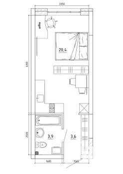 1-к квартира, вторичка, 29м2, 2/15 этаж