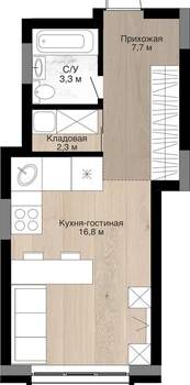 Студия квартира, вторичка, 30м2, 6/15 этаж