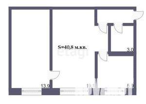 2-к квартира, вторичка, 41м2, 1/2 этаж