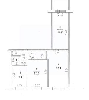 3-к квартира, вторичка, 59м2, 1/9 этаж