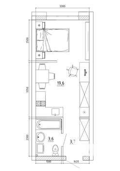 1-к квартира, вторичка, 28м2, 4/8 этаж