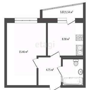 1-к квартира, вторичка, 32м2, 8/12 этаж
