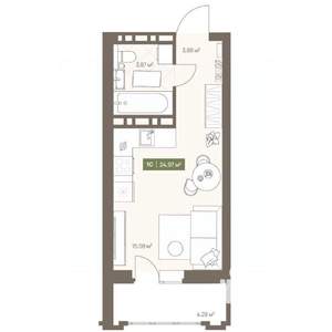 Студия квартира, вторичка, 25м2, 14/16 этаж