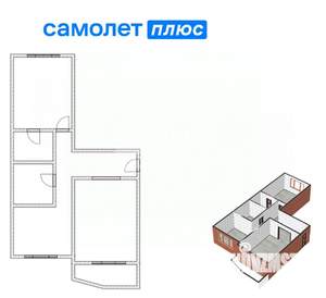 2-к квартира, вторичка, 63м2, 5/12 этаж
