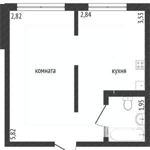 1-к квартира, вторичка, 31м2, 1/4 этаж