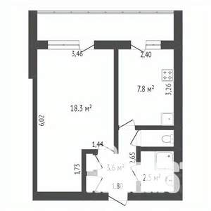 1-к квартира, вторичка, 44м2, 9/9 этаж