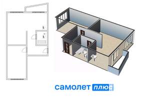 2-к квартира, вторичка, 54м2, 8/12 этаж