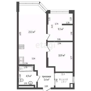 2-к квартира, вторичка, 58м2, 11/16 этаж