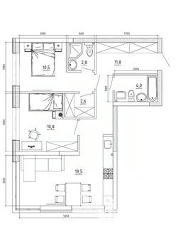 3-к квартира, вторичка, 65м2, 2/8 этаж