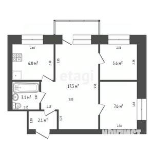 3-к квартира, вторичка, 42м2, 5/5 этаж