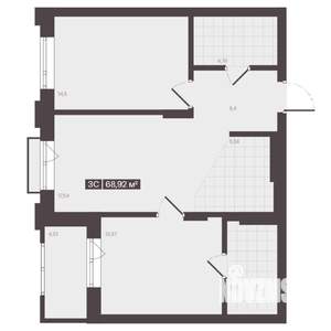 3-к квартира, строящийся дом, 69м2, 4/16 этаж