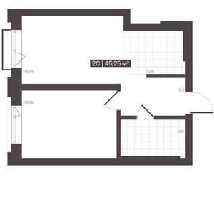 2-к квартира, вторичка, 45м2, 8/16 этаж